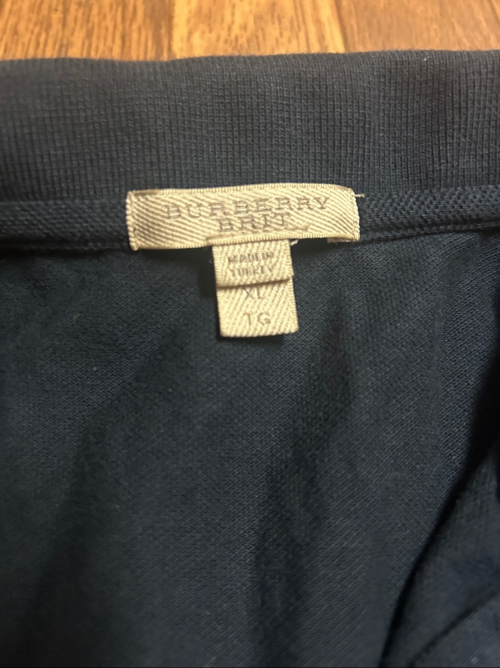 Burberry Men's Navy Polo with Signature Check Placket - Picture 8 of 10